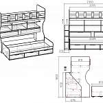 Чертеж Детская двухъярусная кровать Дет-18 BMS