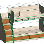 Чертеж Кровать двухъярусная Снегирь BMS