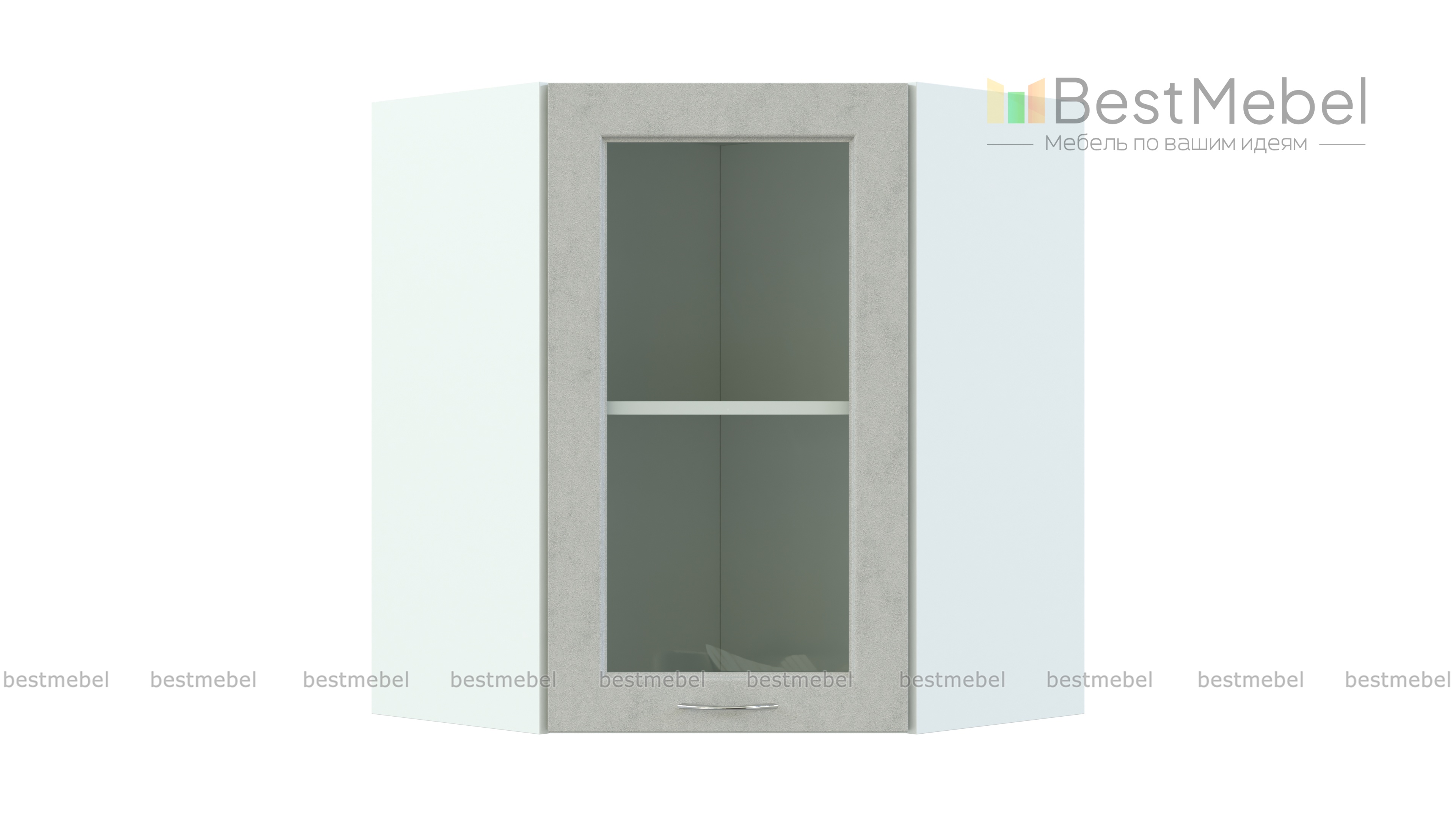 Шкаф верхний высокий Гарда угловой стекло 550 BMS