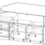 Чертеж Детская кровать-чердак Миф 8 с полками BMS