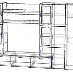 Чертеж Стенка для гостиной Бордо со шкафом BMS