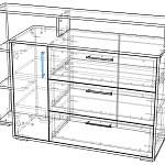 Чертеж Комод с дверкой и 3-мя ящиками 4-4423 BMS
