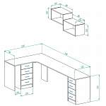 Чертеж Письменный стол для двоих с полками Фреско 45 BMS
