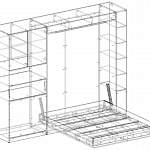 Чертеж Шкаф-кровать с диваном Фокси Угловой BMS