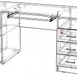 Чертеж Письменный стол ПС 4002 M1 BMS