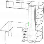 Чертеж Стол письменный со шкафом Лето BMS