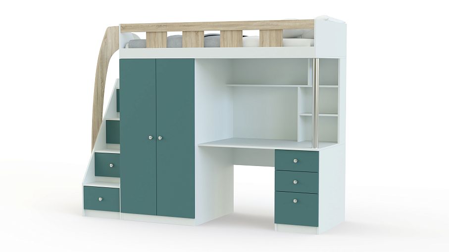 Кровать-чердак с рабочей зоной Клаус 13 BMS - Фото