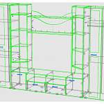 Чертеж Стенка для гостиной Гамма с зеркалами BMS