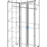 Чертеж Шкаф угловой с зеркалом Жасмин №23 BMS