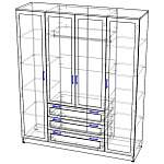 Чертеж Шкаф распашной четырехдверный Блиц-4.3 BMS
