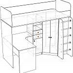 Чертеж Детская кровать-чердак Алиса 3.33 BMS